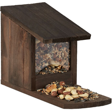 Mangeoire distributeur arachides et tournesols pour oiseau, toit en écorce  15x14x28.5 cm. - Accessoires pour oiseaux (9418131)