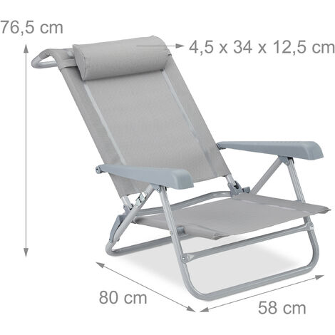 Relaxdays Chaise de jardin alu pliable blanc lot de 2 métal avec dossier réglable accoudoir HxlxP 100 x 56 x 100 cm balcon blanc 