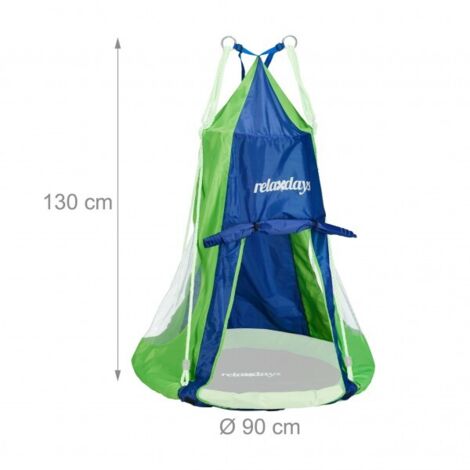 Relaxdays Housse Tente Pour Balançoire Nid D'Oiseau - Imperméable, 90 Cm - Bleu-Vert - Pour Jeu Et Détente Jardin