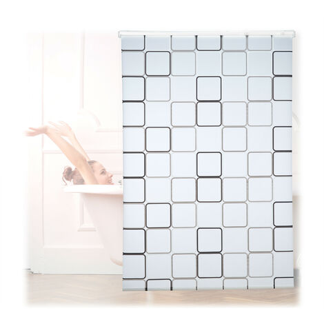 Relaxdays Store de douche Carré, 60x240 cm, Rideau de douche, baignoire  bain store, fixation plafond, semi-transparent