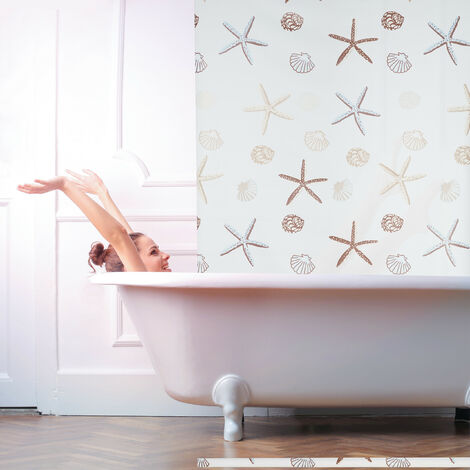 Relaxdays Store de douche Ocean, 100x240 cm, Rideau de douche, baignoire  bain store, fixation plafond, semi-transparent