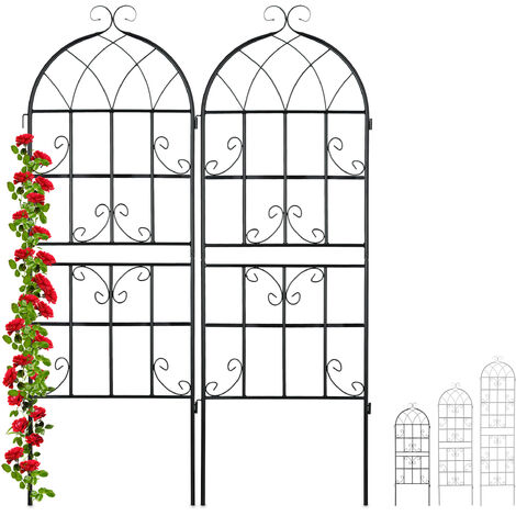 Treillis de jardin, métal, lot de 6, à planter, support pour plantes  grimpantes, 122x31 cm, jardin, noir