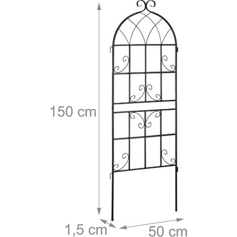 noir Relaxdays Grille de jardin clôture porte en métal GOTH avec 2 poteaux design antique ancien 120 cm de hauteur 90 cm de largeur 
