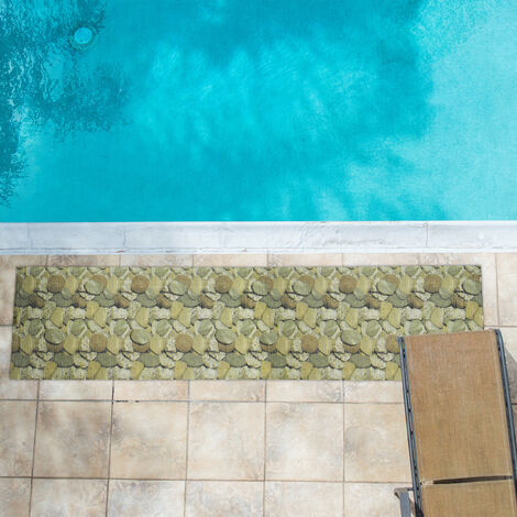 Relaxdays Tapis moelleux en mousse, à découper, bain, sauna, piscine; anti  dérapant, motif pierre lxP env.65x150cm,brun
