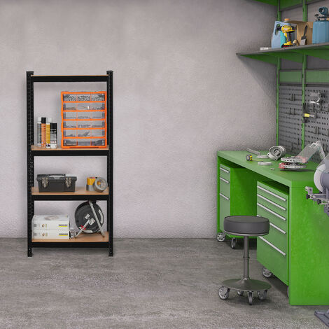 Etagère Garage Relaxdays 700kg - 4 Niveaux Réglables 150x70x30cm - Rouge - Sans Vis