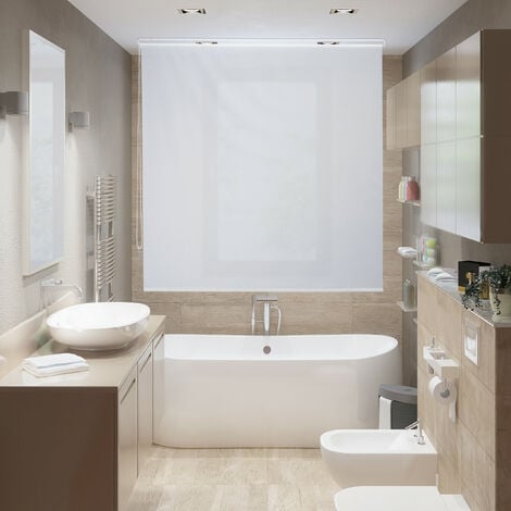 Relaxdays Store de baignoire, 60x240 cm, rideau de douche hydrofuge,  plafond & fenêtre, pare-bain, salle de bain, gris