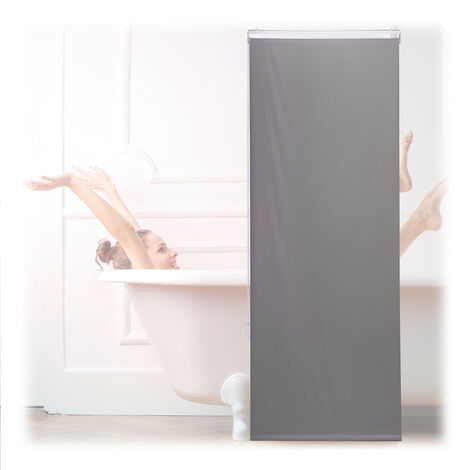 Relaxdays Store de baignoire, 60x240 cm, rideau de douche hydrofuge,  plafond & fenêtre, pare-bain, salle de bain, gris