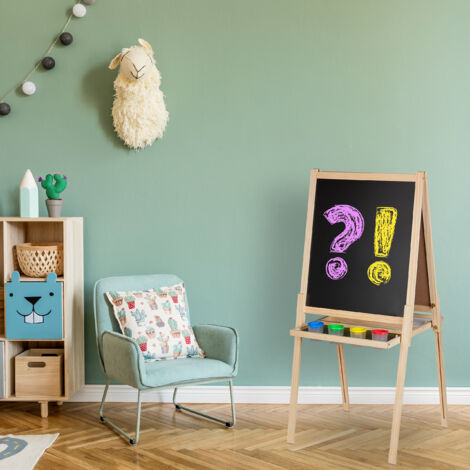 Tableau Double Face Craie Aimant Relaxdays Tableau Enfant Réglable Hauteur - Double Face Craie/Blanc Magnétique - Bois 122-160cm Tableau Dessin Enfant