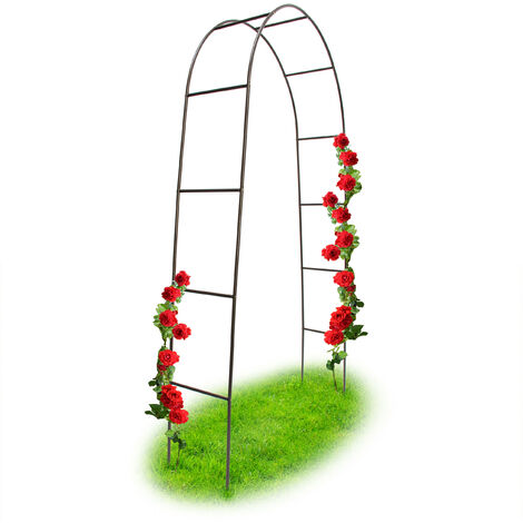 Relaxdays Arceau de jardin arche rosiers plantes grimpantes pergola  Obélisque de jardin support tuteur métal 190 cm