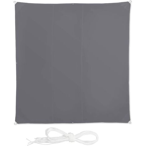 Relaxdays – Voile d'ombrage carré 4x4 m en polyester 180 g/m² – Protection UV 30+ – Résistant à l'eau – Installation facile avec tendeurs et crochets (1/5)