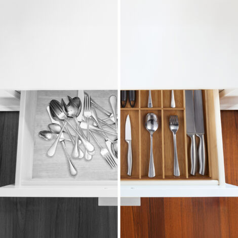 Relaxdays Porte-ustensiles de cuisine bambou, 4 compartiments, avec Relaxdays Porte-ustensiles de cuisine bambou, 4 compartiments, avec