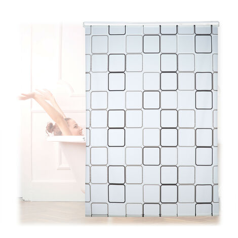 Relaxdays Store de douche Carré, 60x240 cm, Rideau de douche, baignoire  bain store, fixation plafond, semi-transparent
