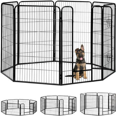 PawHut Parc enclos pour chiens chiots animaux domestiques diamètre 158 cm 8  panneaux 71L x 61H cm noir