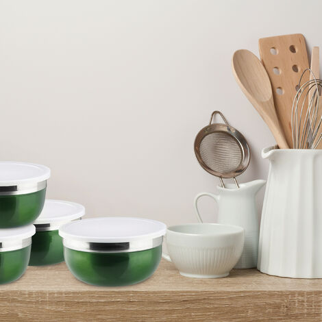 Relaxdays Bol Avec Couvercle, Lot De 3, Plusieurs Tailles, Acier