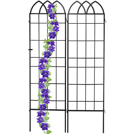 UNHO Treillis Plante Grimpante Extérieur: Lot de 2 Grands Supports pour  Fleurs Grimpantes Treillage de Jardin en Fer Forgé pour 9