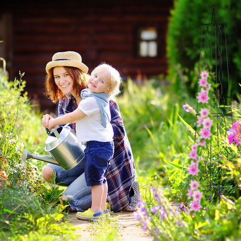 Relaxdays Etagère à Fleurs Avec Treillis, Jardin, Balcon, Terrasse, Acier, Support à Plantes, 200 X 70 X 40 Cm, Noir