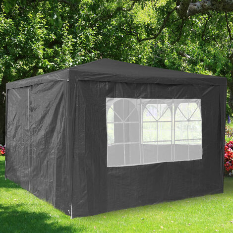 Parois Latérales Pour Tonnelle - Lot De 4, 2x3 M, 3 Avec Fenêtres + 1 Avec Fermeture éclair - Imperméables, Protection Vent/pluie