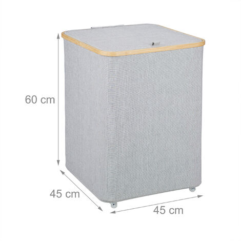 Panier à Linge Pliable Relaxdays - 40 Litres, Plastique, Poignées, 35x48.5x48.5 Cm - Gris Et Blanc