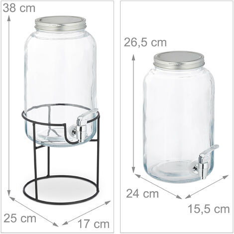 Distributeur De Boisson Vintage Relaxdays - 8L - Verre Et Métal - Parfait Pour Fêtes