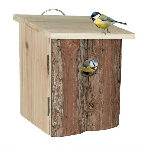 Relaxdays mangeoire à oiseaux en bois, à suspendre, Abris pour