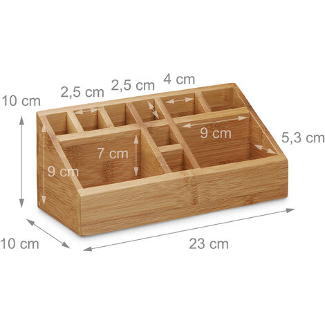 Relaxdays Boîte De Rangement 4 Compartiments Bambou HBT 12 X 35 X