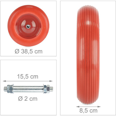 Roue De Brouette 4.00-8 En Caoutchouc Plein - Support 120kg, Increvable, Axe Inclus, Plusieurs Couleurs