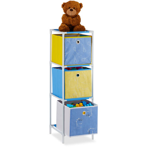 Relaxdays Etagère enfant boîtes, rangement jouets, design, meuble chambre d' enfants, HlP 89 x 27,5 x 30 cm, coloré