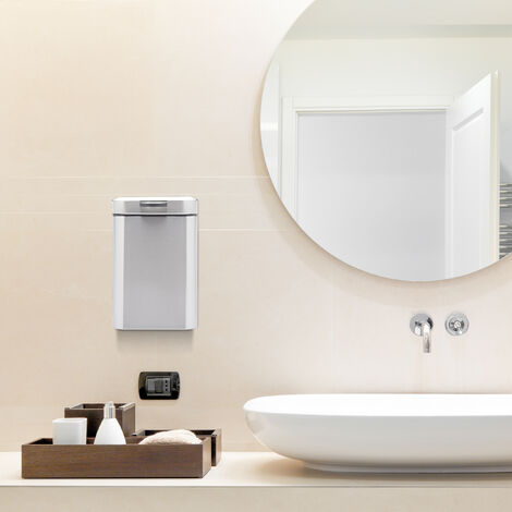 Poubelle Murale De Salle De Bains 3 Litres – Fermeture Douce Softclose, Seau Amovible – Design Blanc Et Bambou