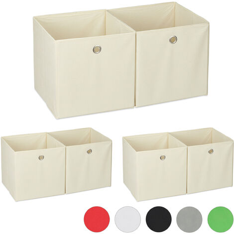 6x boîtes de rangement, carrées en tissu, Cubique, 30x30x30 cm, rouge
