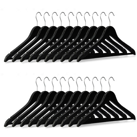 Set de 20 cintres noirs, cintres en plastique, ensemble de cintres (noir,  20)