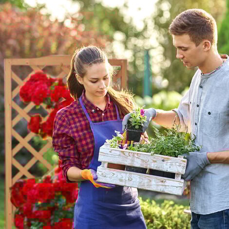 Relaxdays Jardinière avec treillis bac à fleurs treillage bois jardin pot plantes résistant 25 litres 150 cm, nature