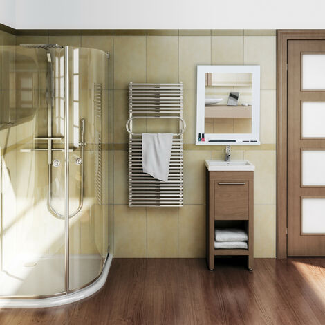 Miroir Mural Blanc Avec étagère - Rangement Pratique Pour Salle De Bain, Entrée Ou Salon - Design Carré Moderne 49x40x10 Cm