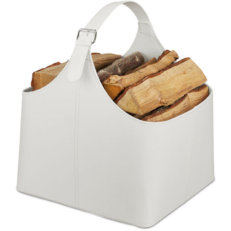 relaxdays sac à bûches ouvert - panier à bois - polyester - sac de transport  à bois de