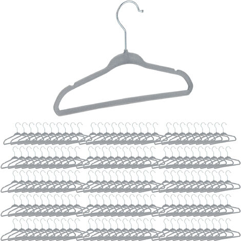 50x Cintres enfants, set velours, Cintres bébé décoratif chemises  antidérapant crochet rotatif gris