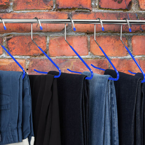 Relaxdays Cintres pantalons, lot de 10, antidérapants, pour jupes, tendeurs  en spirale, largeur 30-50 cm, argenté/bleu