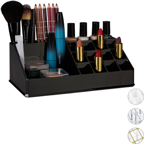 Relaxdays Boîte rangement maquillage Make up organisateur cosmétiques  tiroirs compartiments, noir-doré