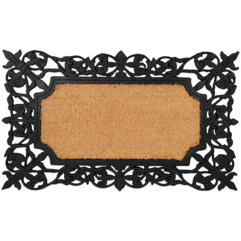 Paillasson Noir Gratte Pied Caoutchouc Ovale Tapis Extérieur Motif