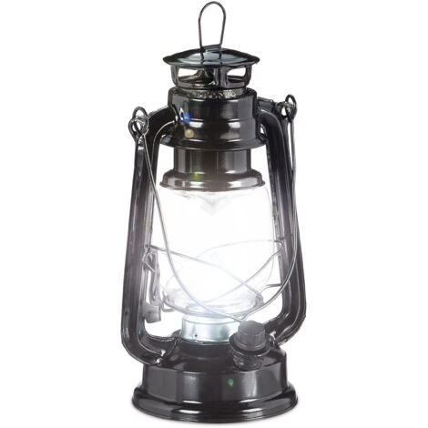 Relaxdays 2X Lampe-tempête LED, Lanterne Retro comme décoration de fenêtre ou de Jardin, à Piles, Noir