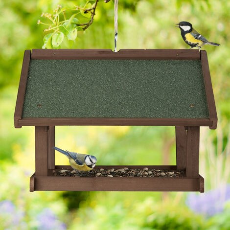 Mangeoire Pour Oiseaux Extérieur Relaxdays - Nichoir En Bois à Suspendre, Gris-vert, 35x42.5x40.5 Cm - 7