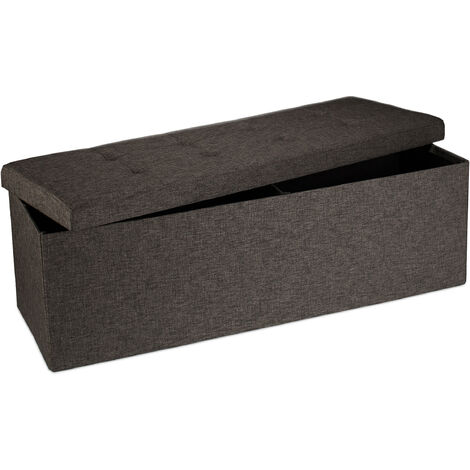 Relaxdays Tabouret avec rangement pouf pliant pliable rembourré couvercle  repose-pieds HxlxP: 38 x 38 x 38 cm, noir