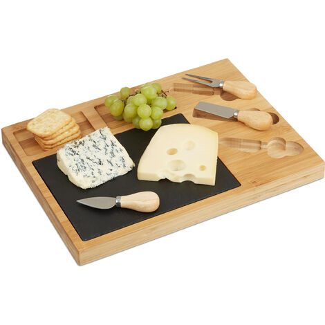 Plateau à fromage XXL avec tiroir à couverts 34 x 4,5 x 34 cm (LxHxP)