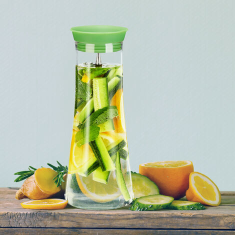 Starnearby Pichet à Eau Inox, Carafe à Eau 1,5/2 L, Cruche A Eau Inox Avec Poignée, Moderne, Pour Boissons, Thé Glacé, Café Chaud Pour La Maison, Le Restaurant, Le Bar (Noir 1,5L