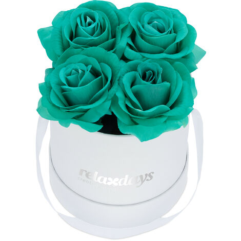 Relaxdays Boîte à roses ronde, 8 roses, Bac à roses noir, conservable 10  ans, Idée cadeau, blanc