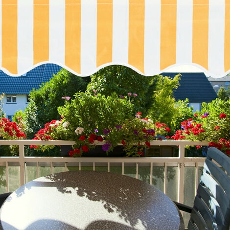 Auvent balcon sans percer Marquise Anti-UV Store Protection Abri Toile  blanc