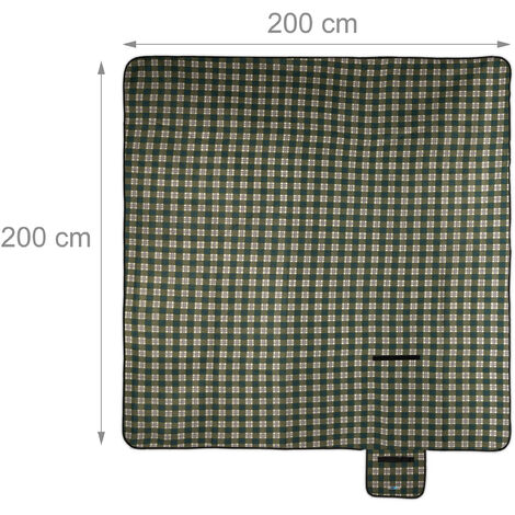 Couverture Pique-Nique XXL Relaxdays 200x200cm Grise - Tapis Plage Isotherme Imperméable