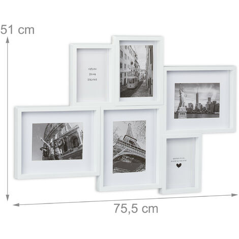 Cadre photo mural multivues - pêle mêle 6 photos - 45 x 35 cm