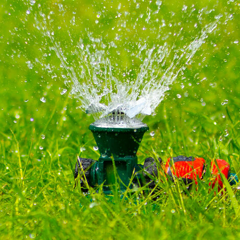 Relaxdays Arroseur de jardin, jeu d'eau de pelouse, design en spirale, avec  piquet, 2 en 1, déco, cuivré-vert