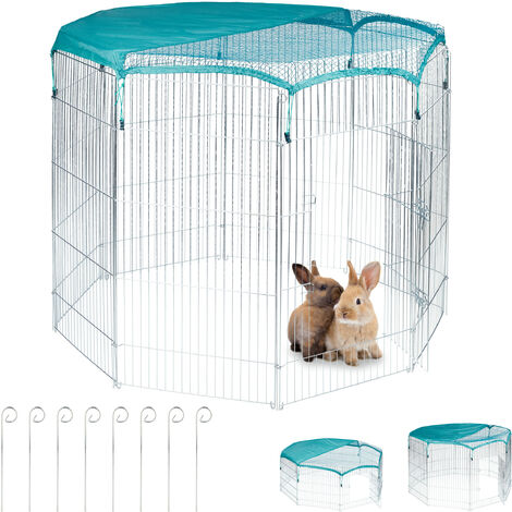 Enclos avec filet de protection extérieur cage à lapin parc petits animaux  noir