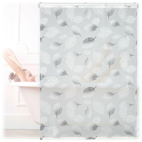 Relaxdays Store de baignoire, 80 x 240 cm, rideau de douche avec chaine,  montage flexible, salle de bain, noir-blanc