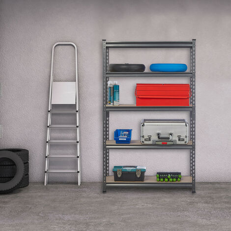 Relaxdays Étagère 1800kg – 5 Niveaux Réglables, Garage/Cave, Gris